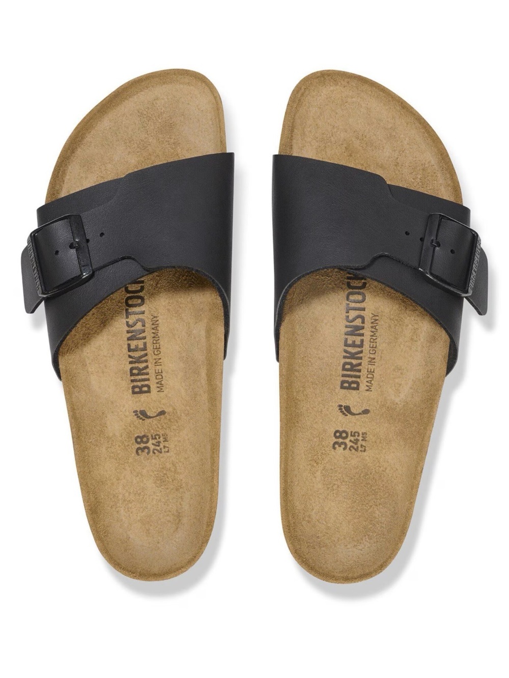 Birkenstock Black Single-Buckle Leather Slide Sandals